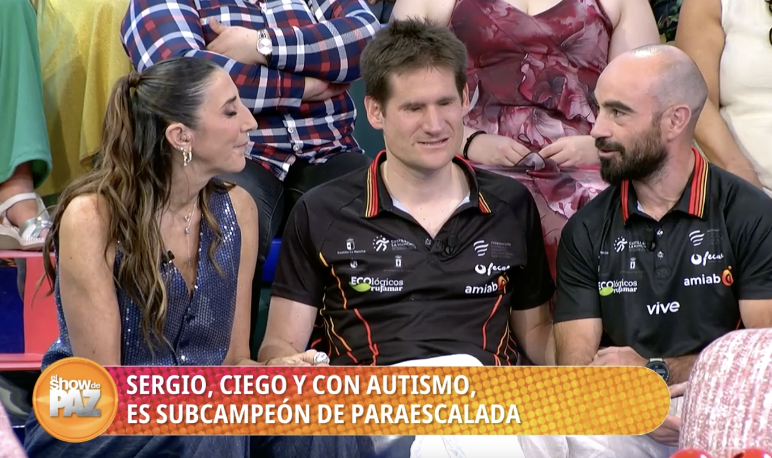 El escalador conquense ciego y con TEA del CD amiab Cuenca Sergio Aznárez emociona e inspira en televisión a Paz Padilla